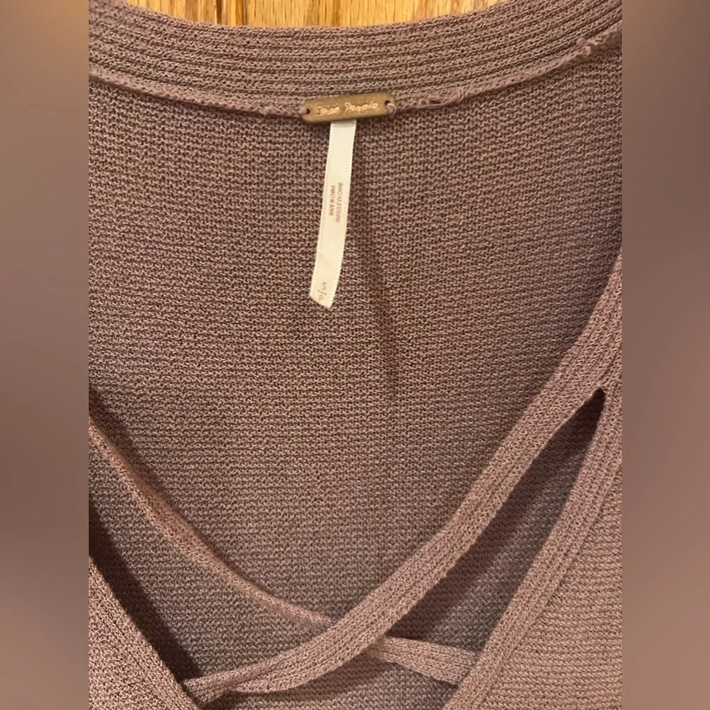 Free People Mauve Crisscross Side Slit Long Bell‎ Sleeves Tunic Sweater Small